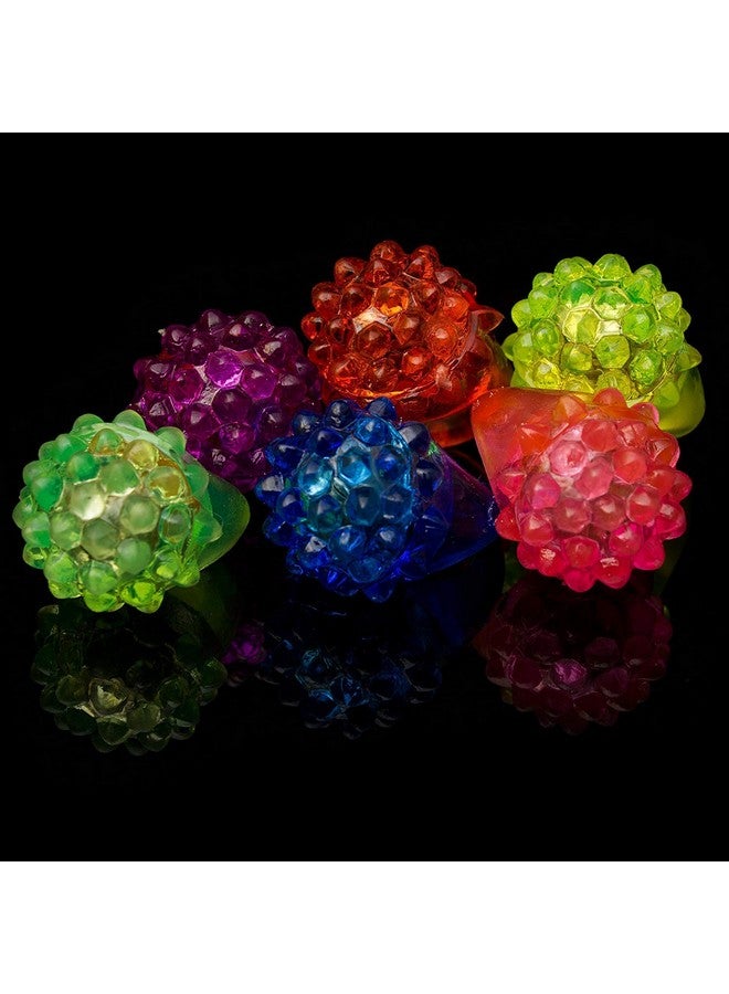 24 Pack Led Light Up Jelly Bumpy Rings ; In Bulk ; Kids Birthday Party Favors Raves Edm Concerts Giveaways Halloween Supplies Kids Sensory Toys.