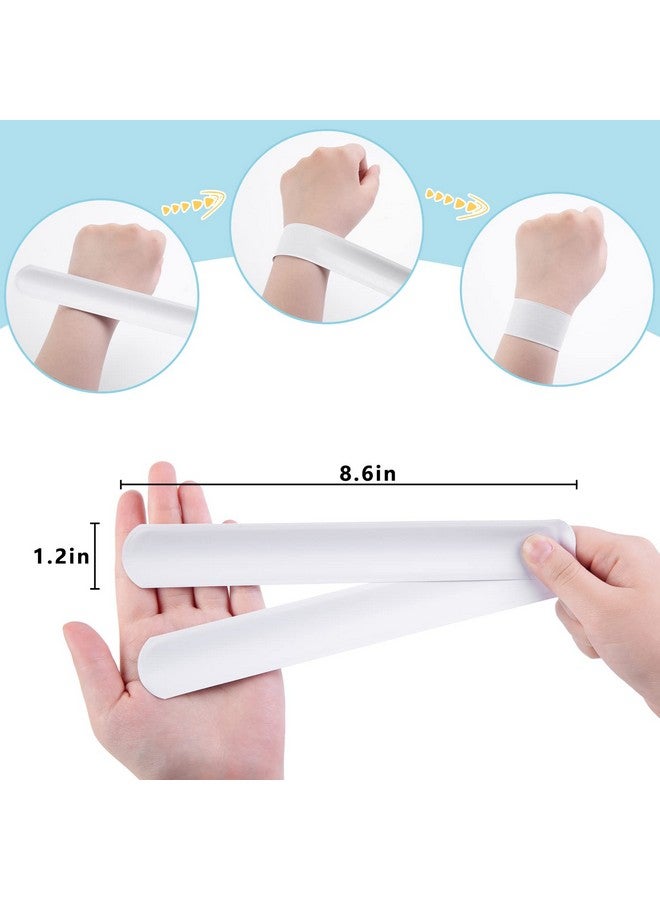 54Pcs Slap Bracelets White Party Slap Bracelets Diy Wrist Bands Bulk Blank Snap Band For Kids Birthday Party Favors School Crafts