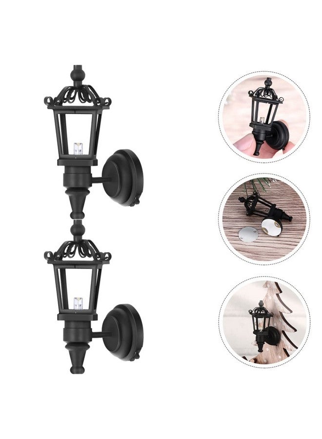 1/12 Scale Miniature Wall Lamps For Dollhouse 2Pcs Led Wall Sconces Vintage Wall Lamp Models With On / Off Switch Simulation Miniature Furniture For Doll House Accessories