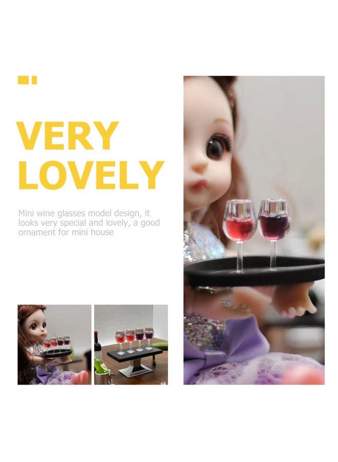 10Pcs Miniature Dollhouse Wine Glasses 1:12 Miniature Wine Glasses Mini Dollhouse Cocktail Glasses For Dollhouse Kitchen Accessories Decors
