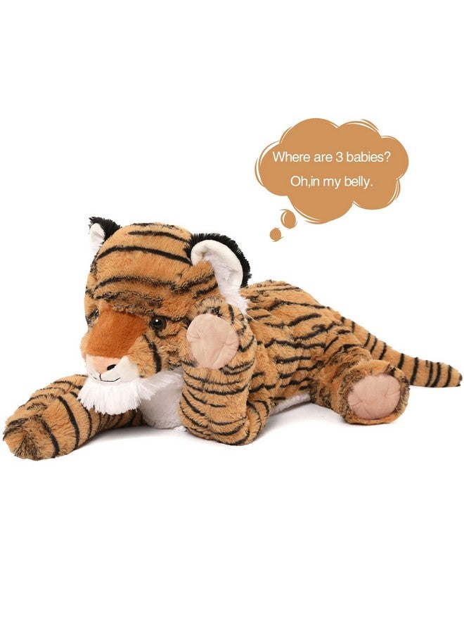 Tiger Stuffed Animals Stuffed Mommy Tiger With 3 Cubs 4Pcs Large Tiger Plush Set For Boys Girls Birthday Gift 20 Inches