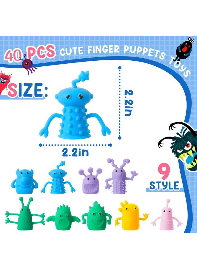 40 Pcs Cute Finger Puppets Toys Finger Toys Of Monster Pattern Soft Rubber Finger Puppet Mini Stretchy Fidget Toy Finger Doll Toys Tiny Prank Set For Role Playing Birthday Party Favor 9 Random Styles