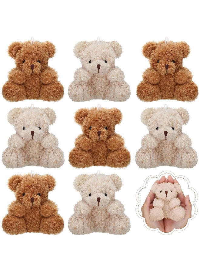 8 Pcs Mini Plush Bears 4'' Small Bear Bulk Stuffed Animal Toys Tiny Soft Bear Doll Present Stuffers For Graduation Baby Shower Party Favors Supplies (Brown Apricot)