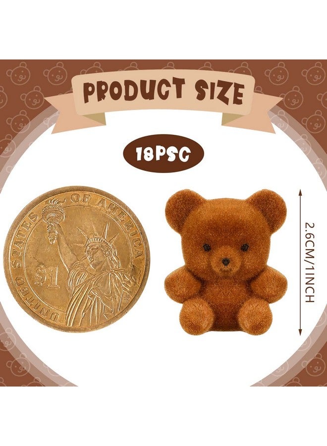 18 Pcs Miniature Flocked Plush Mini Bears Stuffed Bear Decorations For Birthday Cake Wedding Decorations Bear Party Favor Bag Charm Diy Decoration Supplies 1 Inch