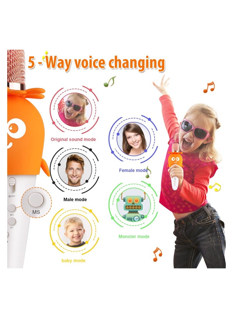 Microphone, Karaoke Wireless Microphone for Kids, Bluetooth Wireless Microphone Home Party Toys, Child Karaoke with Colorful Lights Magic Voice Changing, Echo Speaker, For Boys Girls