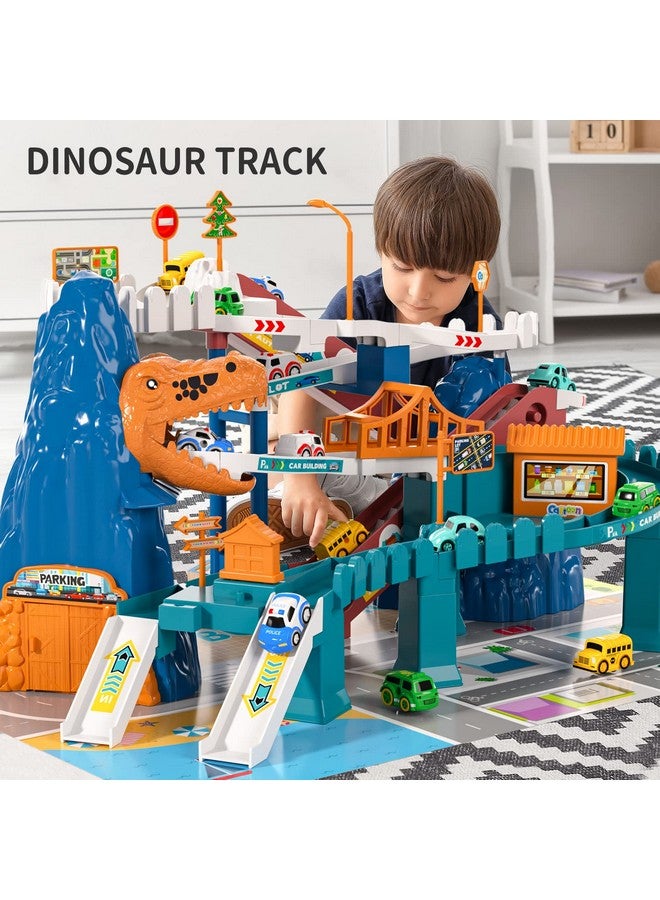 Boys Race Track Car Garage Parking Adventure Toy Gifts 3 4 5 6 7 8 9 Years Old Boys Girls Toddlers Preschool Car Games Gift Toys For Kids Vehicle Playsets (Dinosaur Track Car123248)