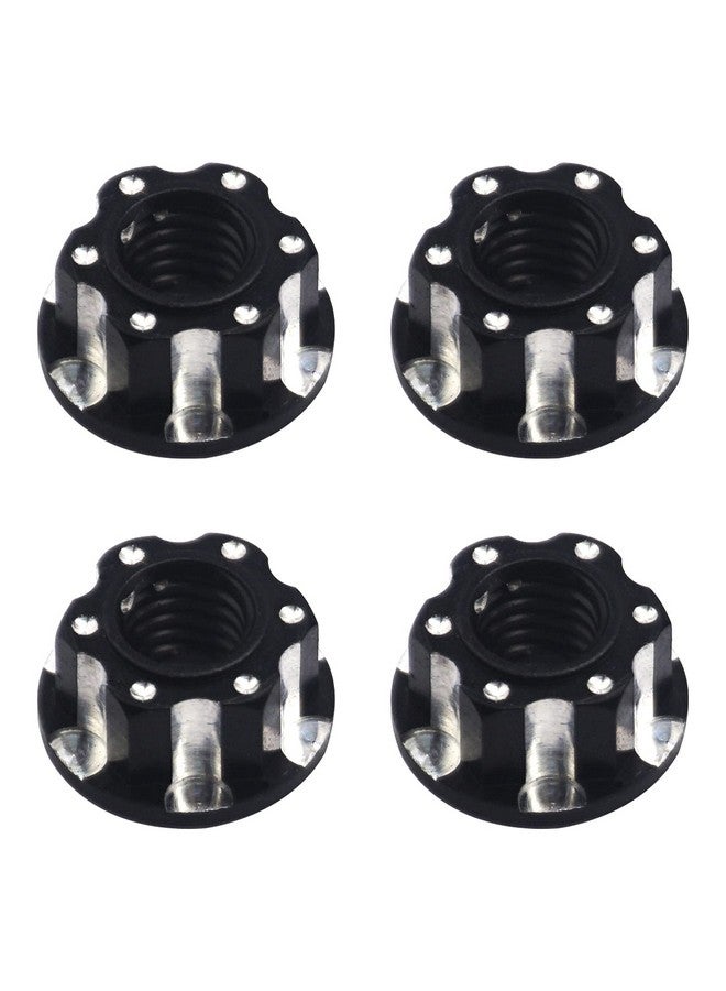 4Pcs Hexagonal Nuts M4 Aluminum Alloy Rc Wheel Hex Nuts Compatible With Hsp Sakura D3 D4 1/10 Rc Car (Black)