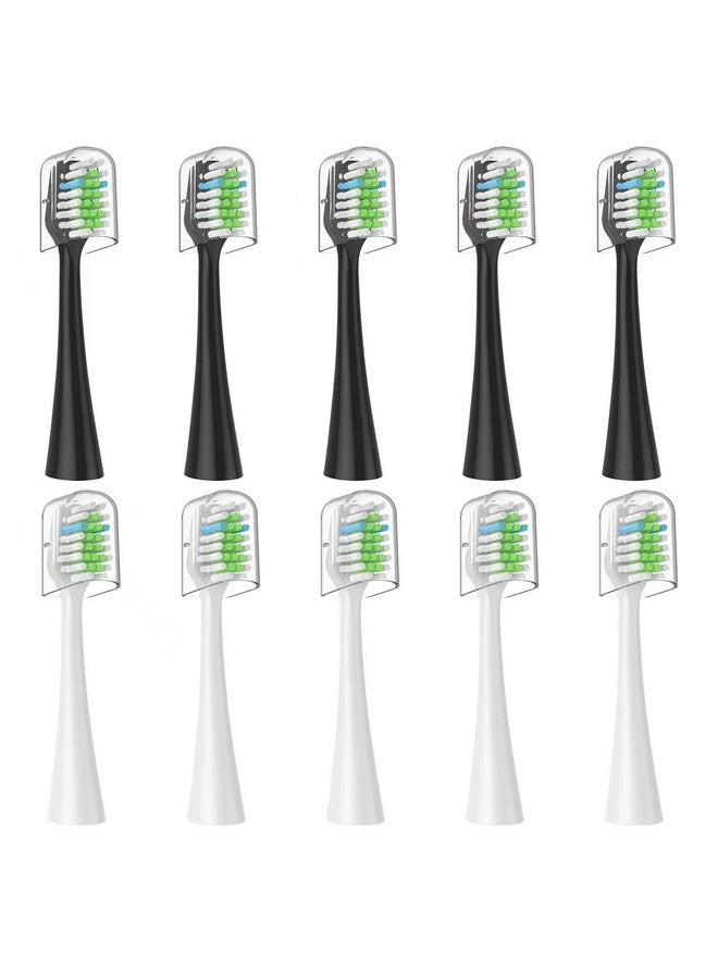 Verystep Replacement Toothbrush Heads 10 Pack Only For Aquasonic Duo And For Home Dental Center 5 Black+5 White Not For Aquasonic Other Series