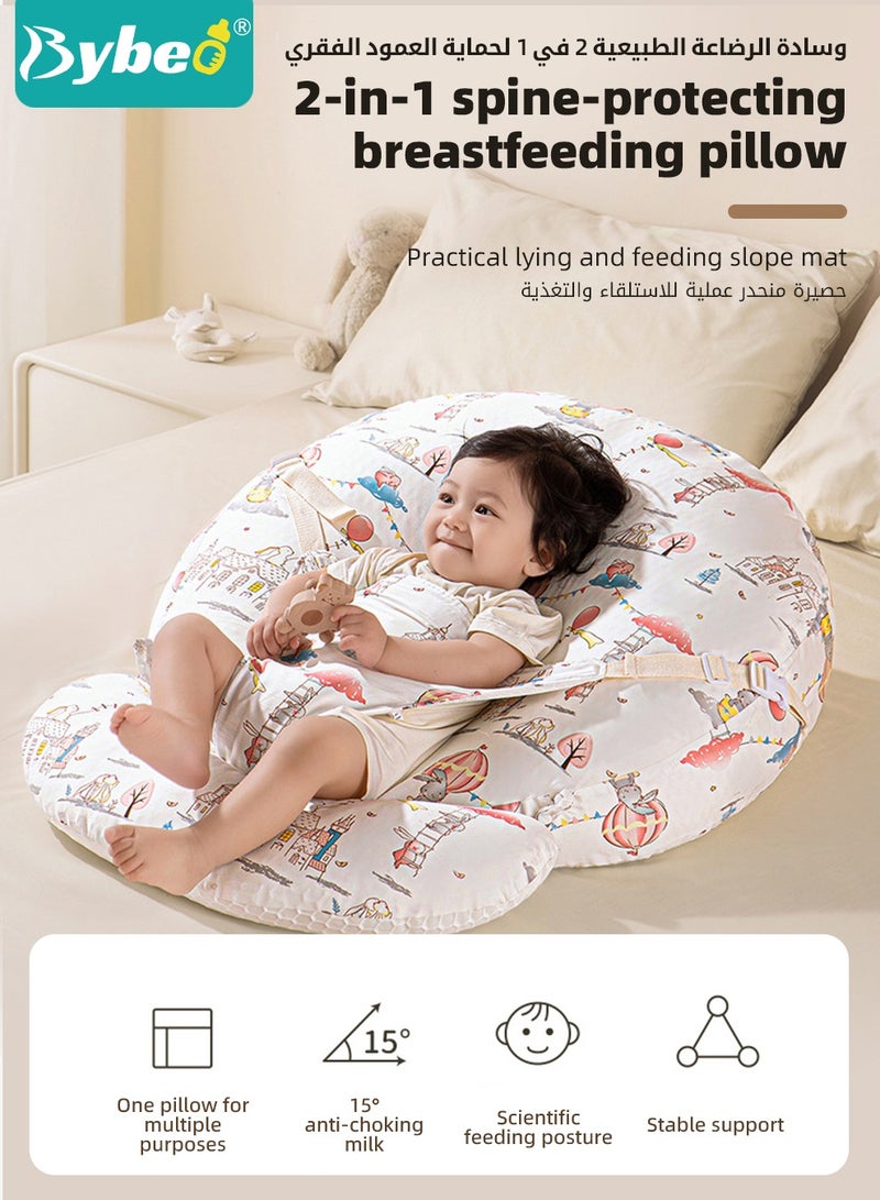 Baby Nursery Pillow, Removeable Breastfeeding Pillows, Toddler Bedding, Babies Nest for Sleeping, Anti vomit Milk Headrest for Newborn and Infant, 15 Degree Incline, for Better Night's Sleep