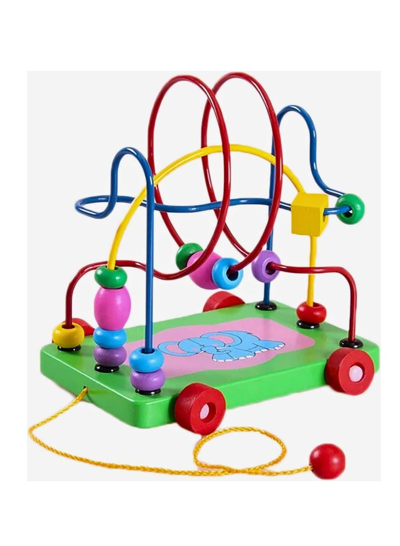 4 IN 1 WOODEN Early Education Baby Toys, (Sorting & Stacking Toys + Piano Xylophone + Bead Maze Roller Coaster + Color Balls Sorting) Toddlers Montessori Wooden Toys for Boys Girls