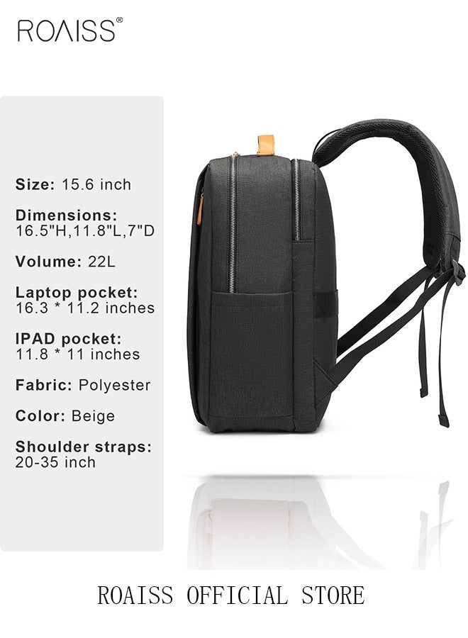 Functional Backpack Large Capacity Short Distance Travel Solid Color Design Light Business Style Student Backpack Computer Bag