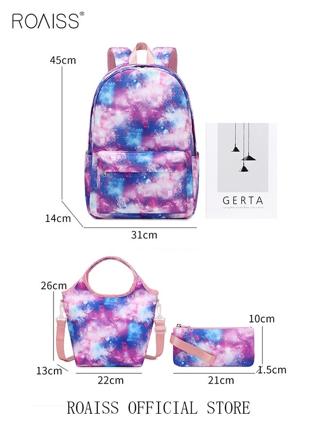 3 Piece Backpack Set Large Capacity Waterproof and Wear Resistant Same Color Series Lunch Bag and Pencil Case