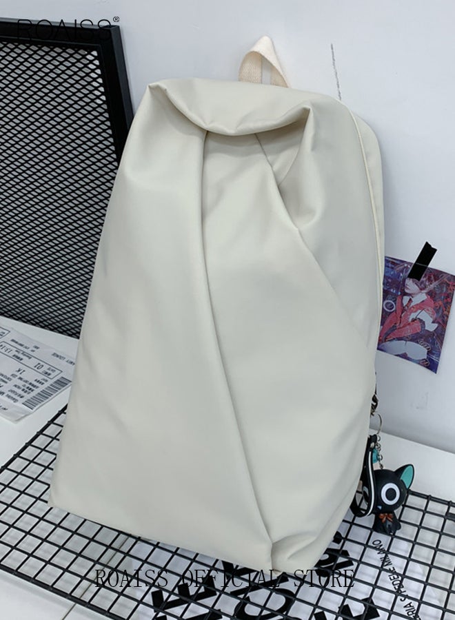 Functional Backpack Large Capacity Short Distance Travel Solid Color Design Light Business Style Student Backpack Computer Bag