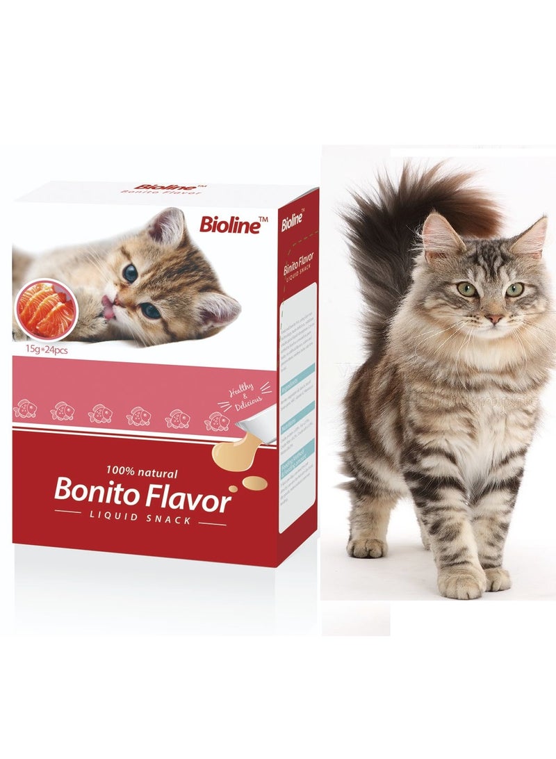 Bonito Flavor Natural Liquid Snack For Cats 24X15g
