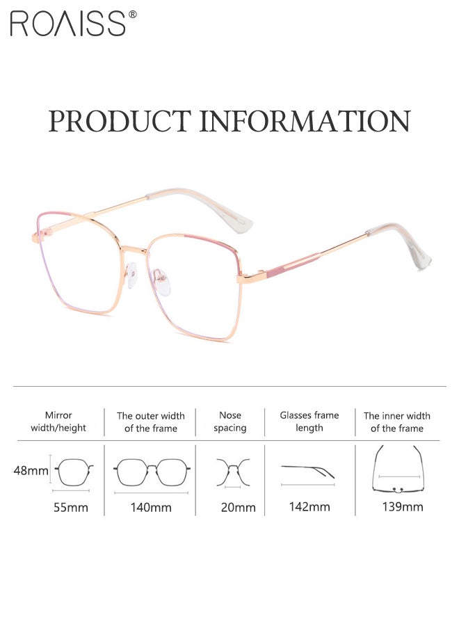 Women's Blue Light Blocking Sunglasses Anti UV and Glare Blue Light Filter Computer Glasses Cat Eye Color Changing Anti Eyestrain Headache Eyewear Gold and Pink