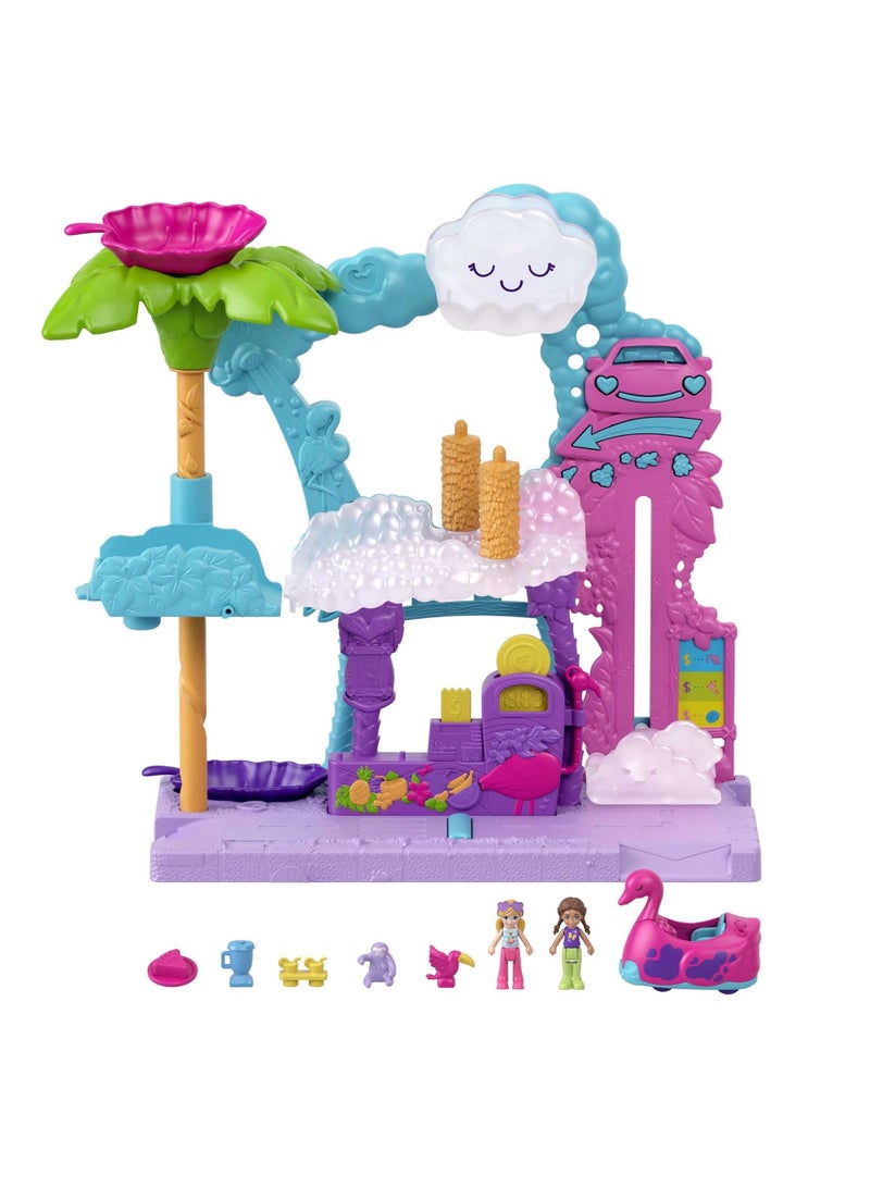 Pollyville Flamingo Fun Car Wash Playset