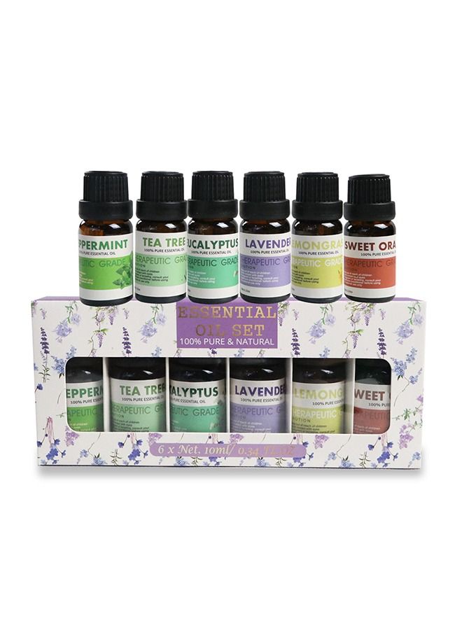 100% Pure 6-Pack Aromatherapy Essential Oils Therapeutic Grade Essential Oils Gift Set