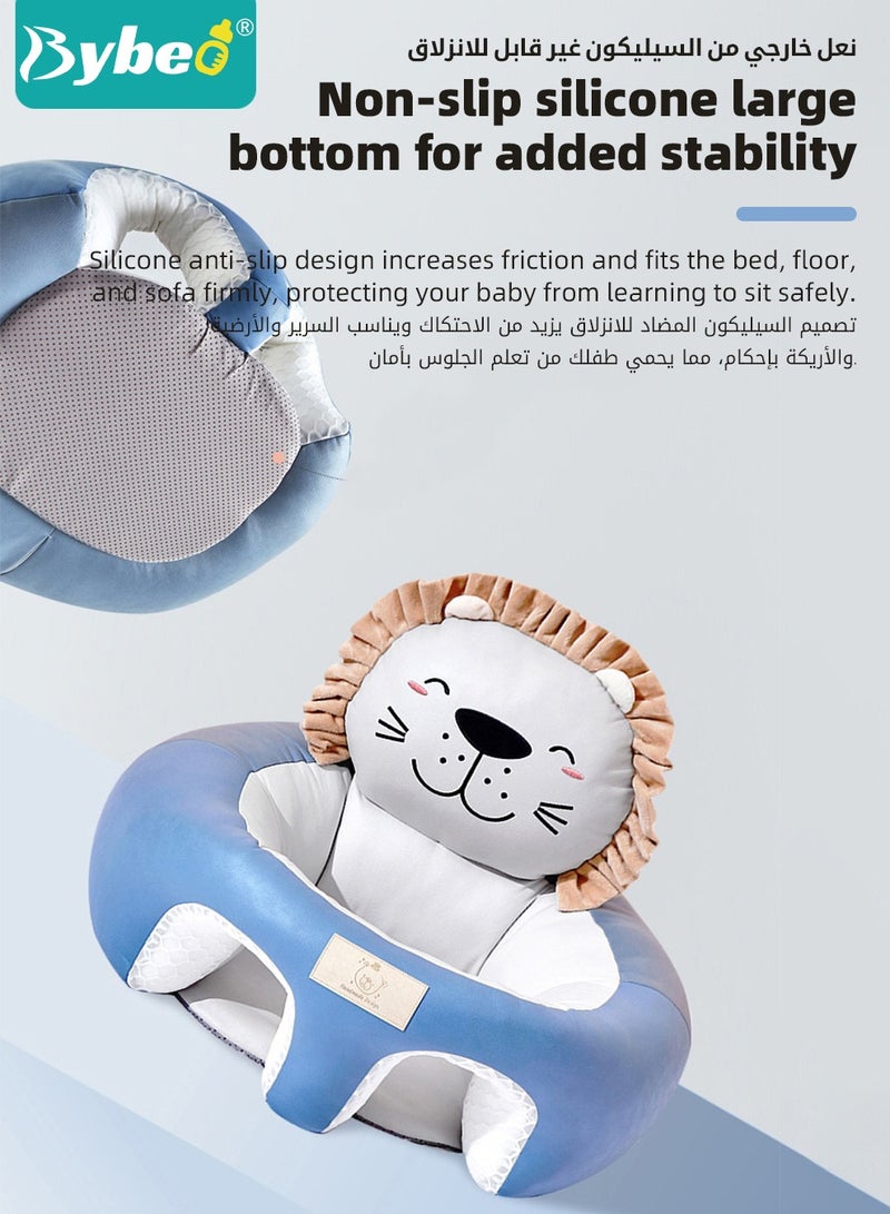 Baby Sofa Learn Sitting Chair, Nursery Sit Support Plush Seat, Soft Hugging Pillow Cushion, Infant Floor Seats, Non-slip Armchair, Cartoon Animal Design, Gift for Kids Boy Girl, Non-Washable Material