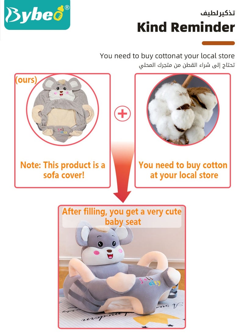 Baby Sofa Learn Sitting Chair With Toys Rack, Nursery Sit Support Plush Seat, Soft Hugging Pillow Cushion, Infant Floor Seats, Non-slip Armchair, Cartoon Animal Design, Gift for Kids Boys Girls