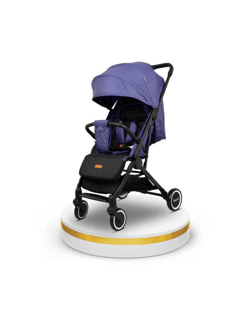 Baby Stroller 0 To 36 Months Storage Basket One -Hand Fold Design 5 Point Safety Harness Eva Wheels Black Light Blue