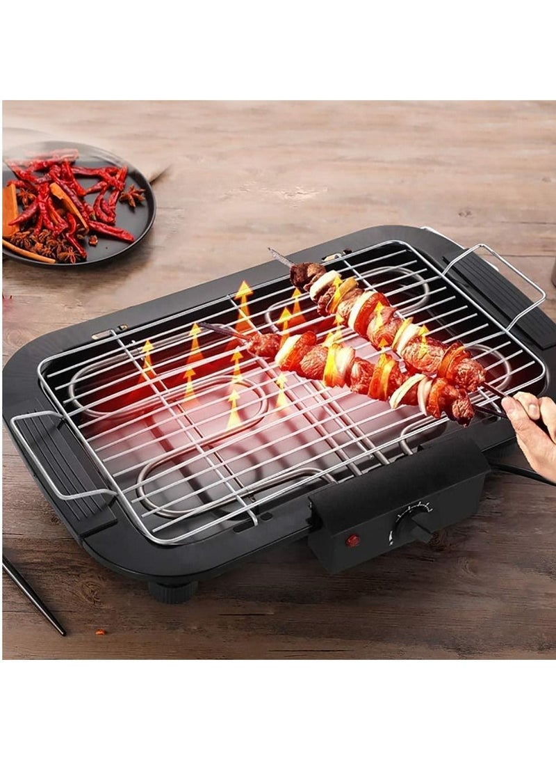 Electric Grill Portable Tabletop Grill Kitchen BBQ Grills Adjustable Temperature Control, Removable Water Filled Drip Tray, 2000W,Black