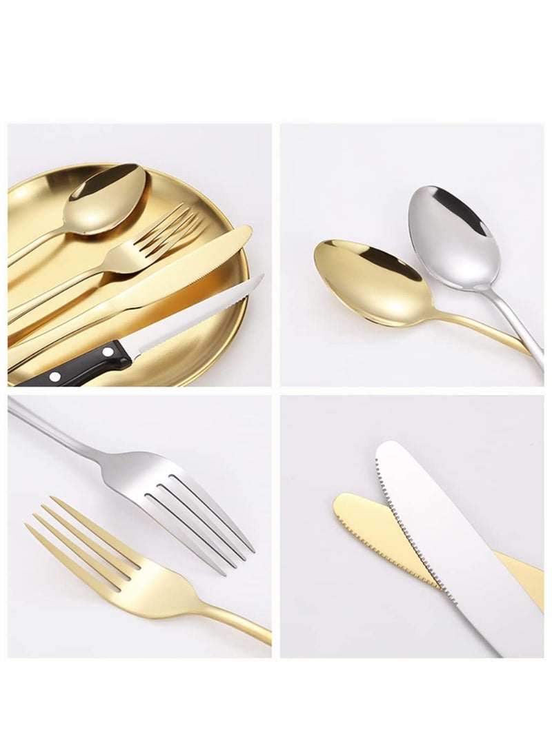 Outdoor Picnic Tableware, Camping Dinnerware Set with Spoon Fork Knife, 9 Piece Silverware Set With Organizer, Portable Stainless Steel Flatware Set