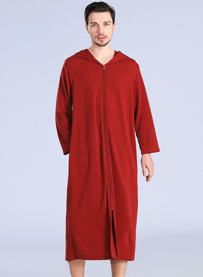 Long zip-up bathrobe with hood, perfect for vacations by the sea, and beach vacations