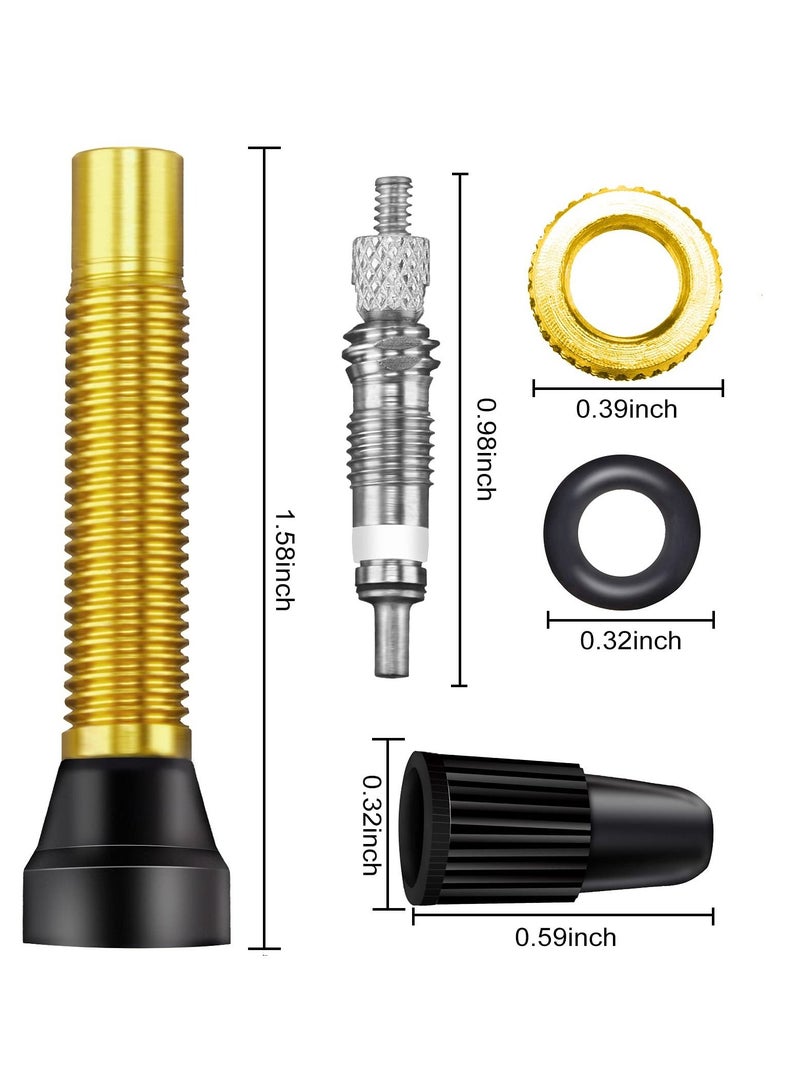 Presta Valve Stem 40 mm for Bicycle, Tubeless Brass Valve Stem Presta Valve Core Remover Tool Kit（12 Pieces ）