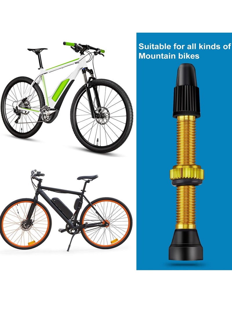 Presta Valve Stem 40 mm for Bicycle, Tubeless Brass Valve Stem Presta Valve Core Remover Tool Kit（12 Pieces ）