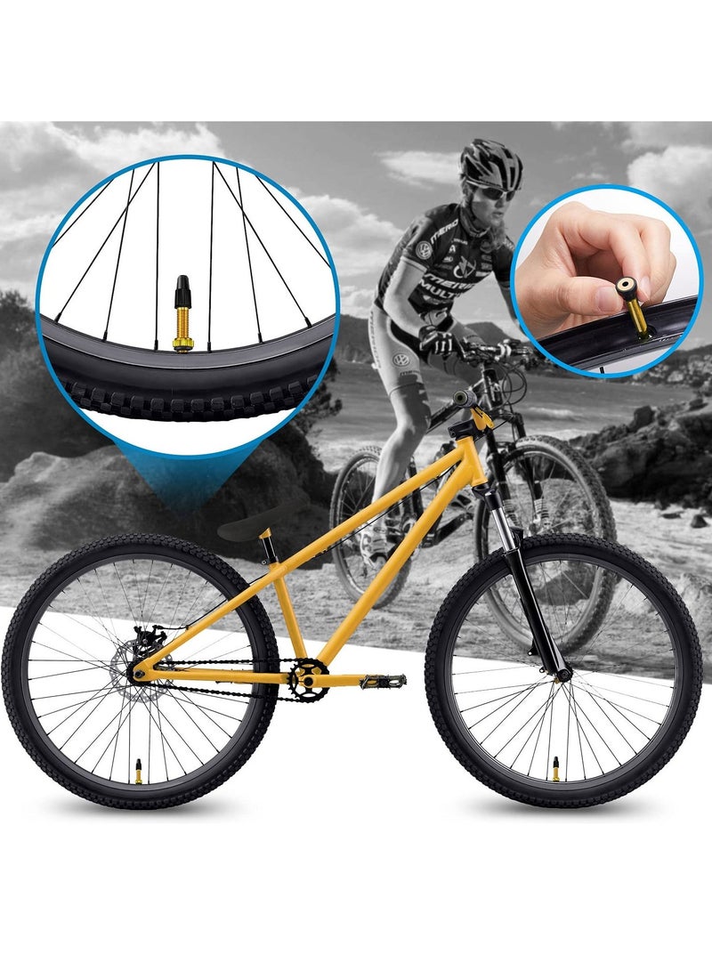 Presta Valve Stem 40 mm for Bicycle, Tubeless Brass Valve Stem Presta Valve Core Remover Tool Kit（12 Pieces ）