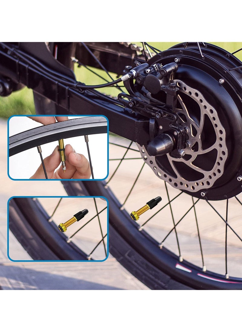 Presta Valve Stem 40 mm for Bicycle, Tubeless Brass Valve Stem Presta Valve Core Remover Tool Kit（12 Pieces ）