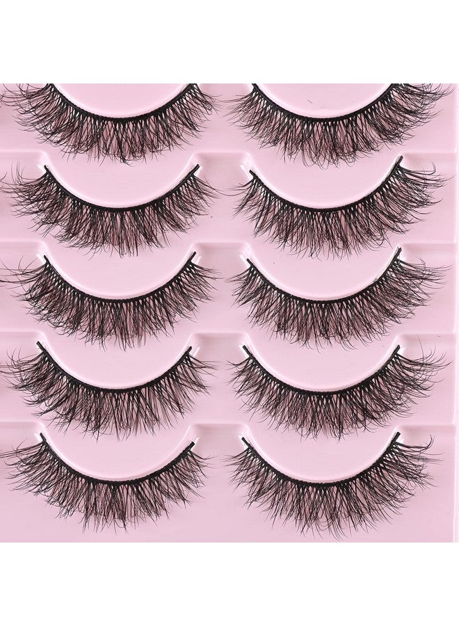 Lashes Natural Look Short Cat Eye Natural Lashes Fluffy Wispy False Eyelashes 14 Pairs Faux Mink Strip Eye Lashes Pack For Daily Makeup (F1 ; 814Mm)