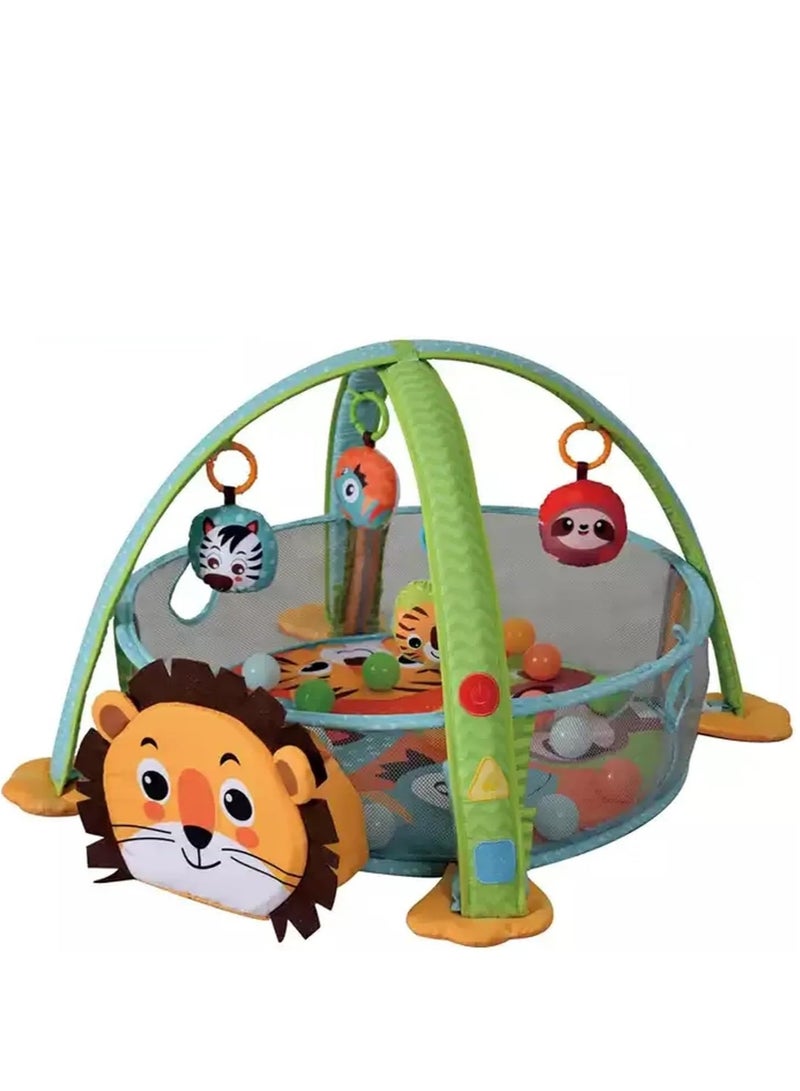 Baybee 3 in 1 Baby Play Gym Mat for Babies, Activity Play Mat with Lion Pillow, Soft Hanging Baby Toys, Balls, Baby Bedding Crawling Mat for Newborn Playgym for Babies 0 to 12 months Boys Girls