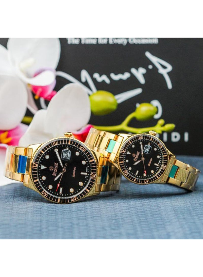 Unisex Stainless Steel Bracelet Style Straps Analogue Couple Watch SV-7466