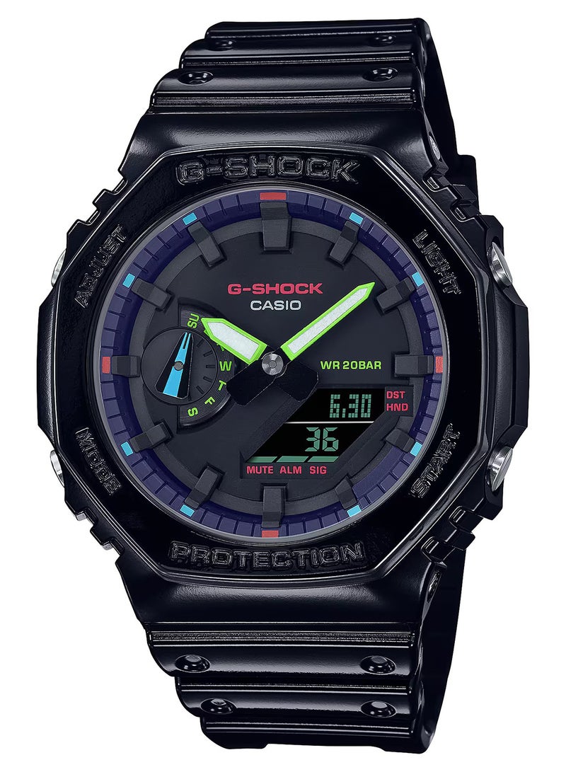 Men's Analog+Digital Resin Wrist Watch GA-2100RGB-1ADR - 42 Mm