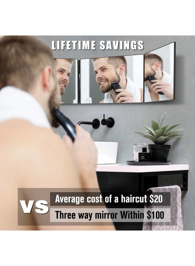 3 Way Mirror For Hair Cutting Trifold Mirror For Shaver And Makeup Height Adjustable With Two Hold Nails Self Haircut Mirror Can As A Gift For Men Or Women