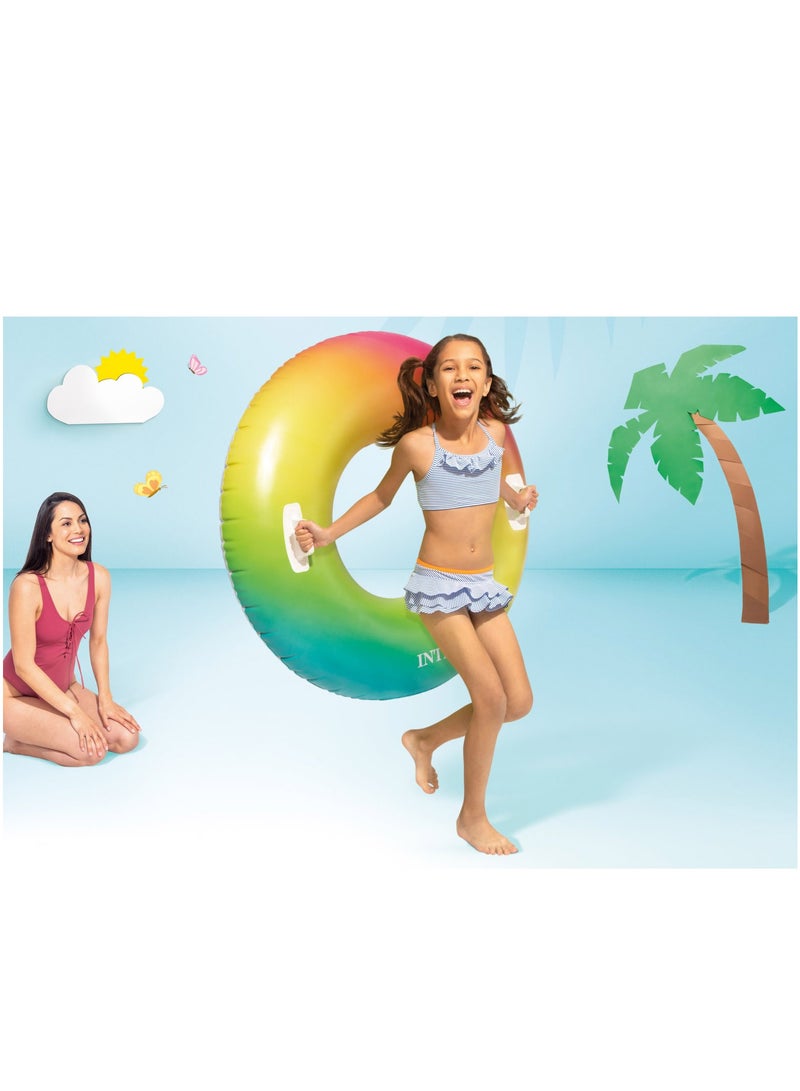 Rainbow Ombre Inflatable Pool Swim Tube 48inch