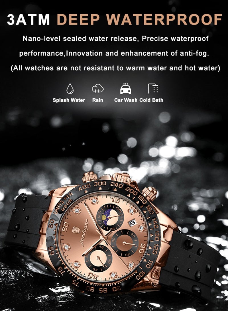 Men’s Casual Sport Chronograph Date Luminous Silicone Strap Watch 42mm