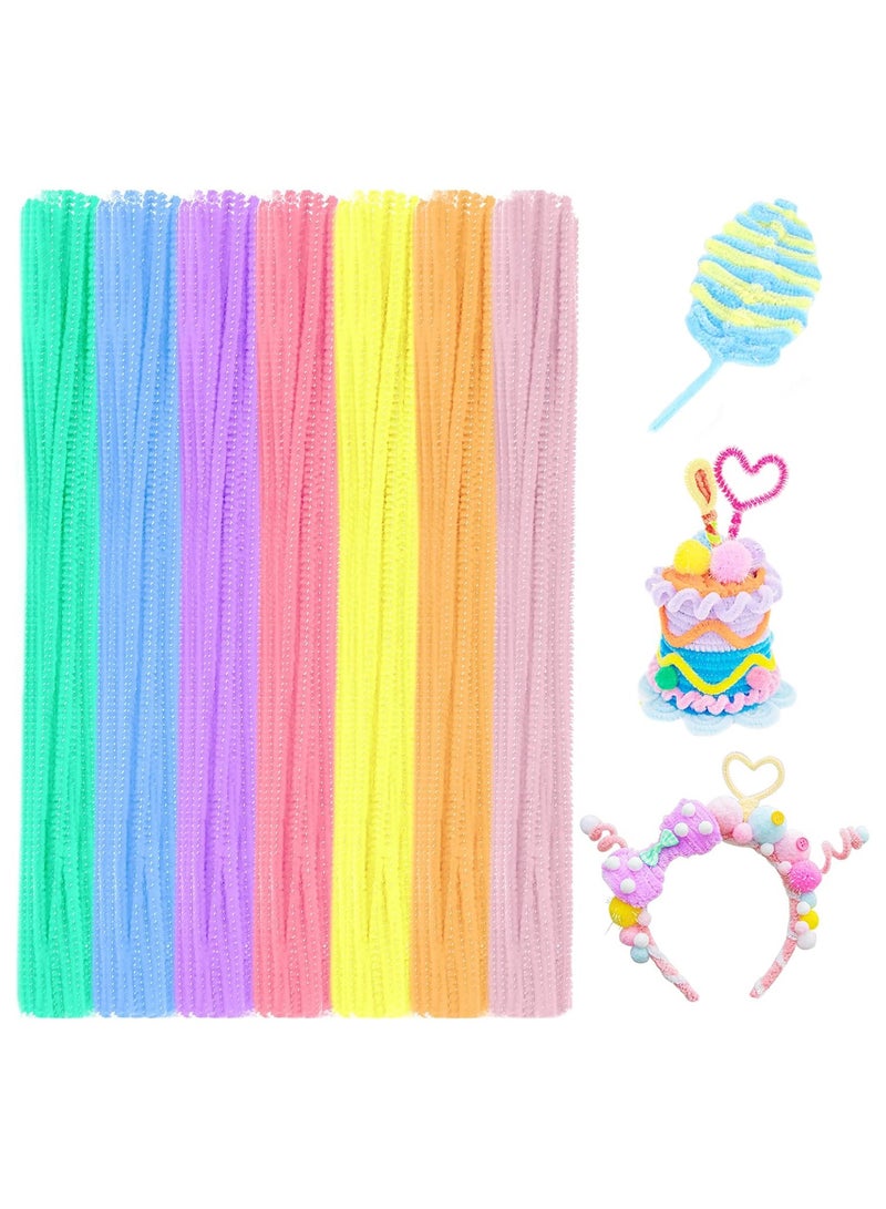 Pipe Cleaners Craft Chenille Stems, 200 Pcs 7 Colors Chenille Stems for DIY Crafts Decorations Creative School Projects (6 mm x 12 inch, Macaron Colors)