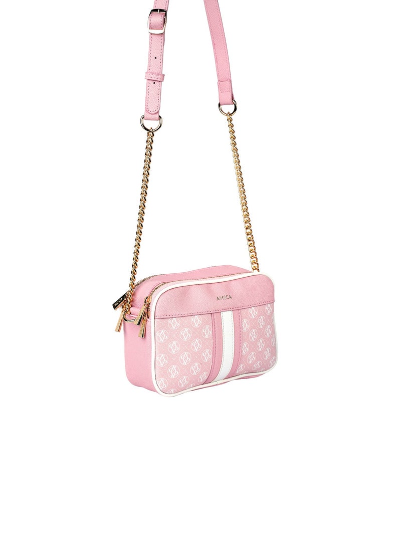 Lois Signature Monogramed Women's Shoulder Crossbody bag in Textured Leather