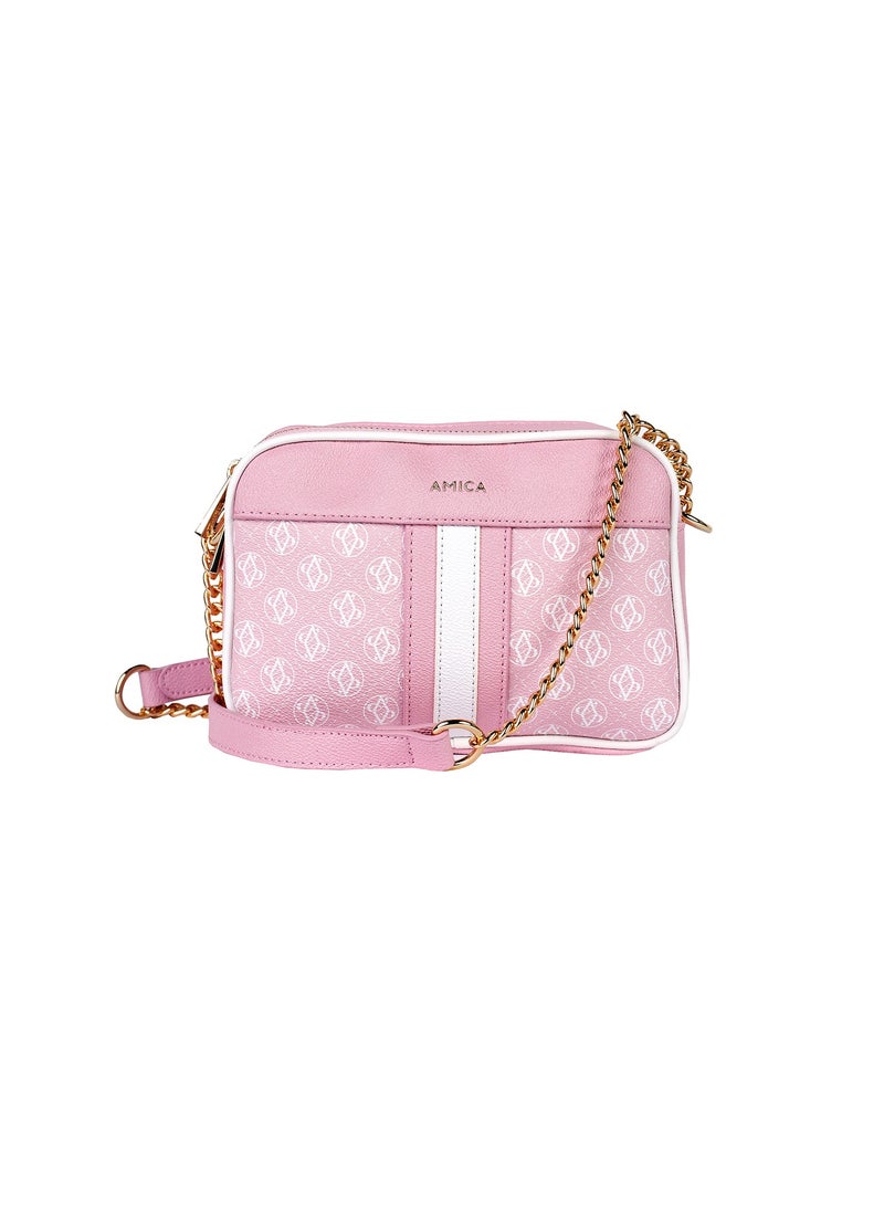Lois Signature Monogramed Women's Shoulder Crossbody bag in Textured Leather