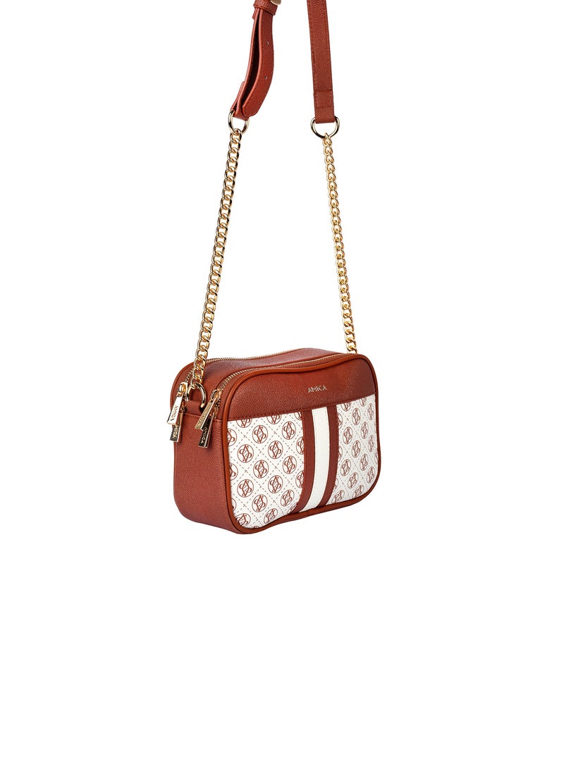Lois Signature Monogramed Women's Shoulder Crossbody bag in Textured Leather