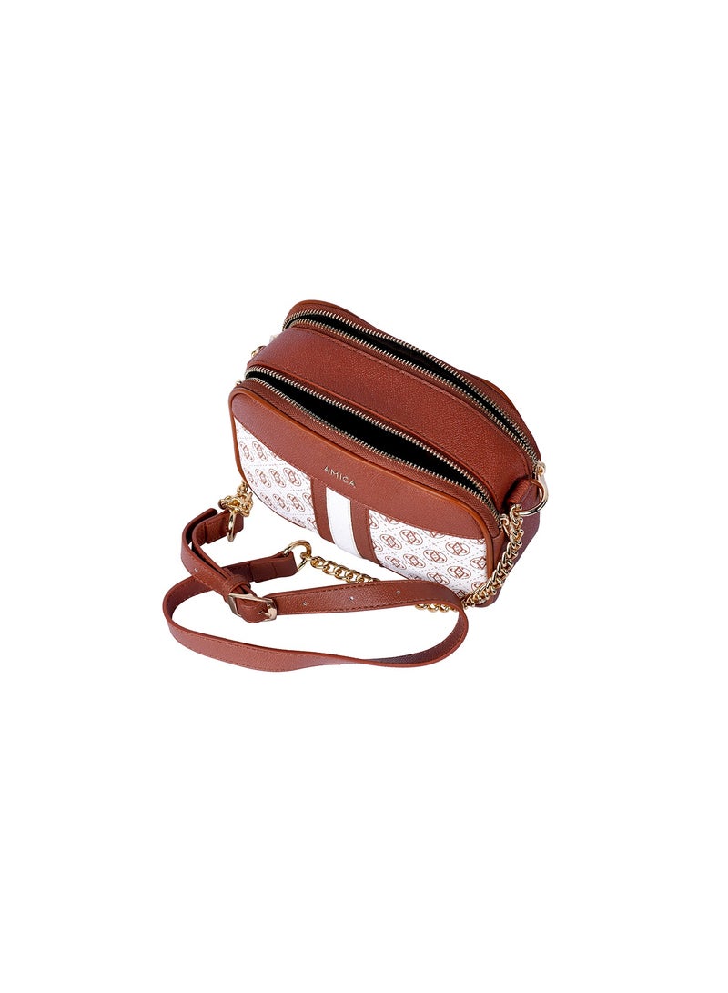 Lois Signature Monogramed Women's Shoulder Crossbody bag in Textured Leather