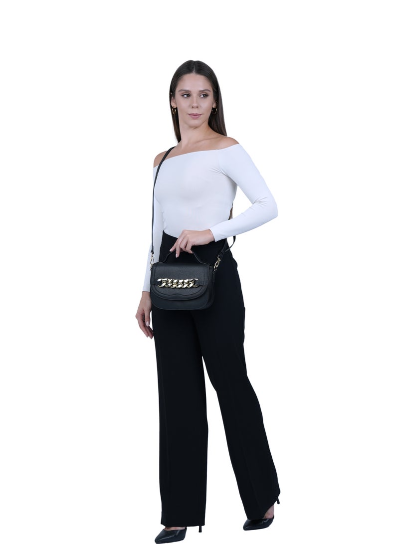 Caren Women's Shoulder Crossbody Bag in Textured Leather