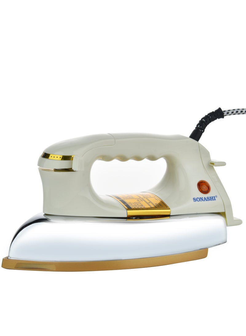 Heavy Iron - Gold Ceramic Coated Soleplate | Overheat Safety Protection With Easy Temperature Settings | Heavy Iron Box Suitable For All Fabrics 1200 W SHI-6020 Off White/Gold