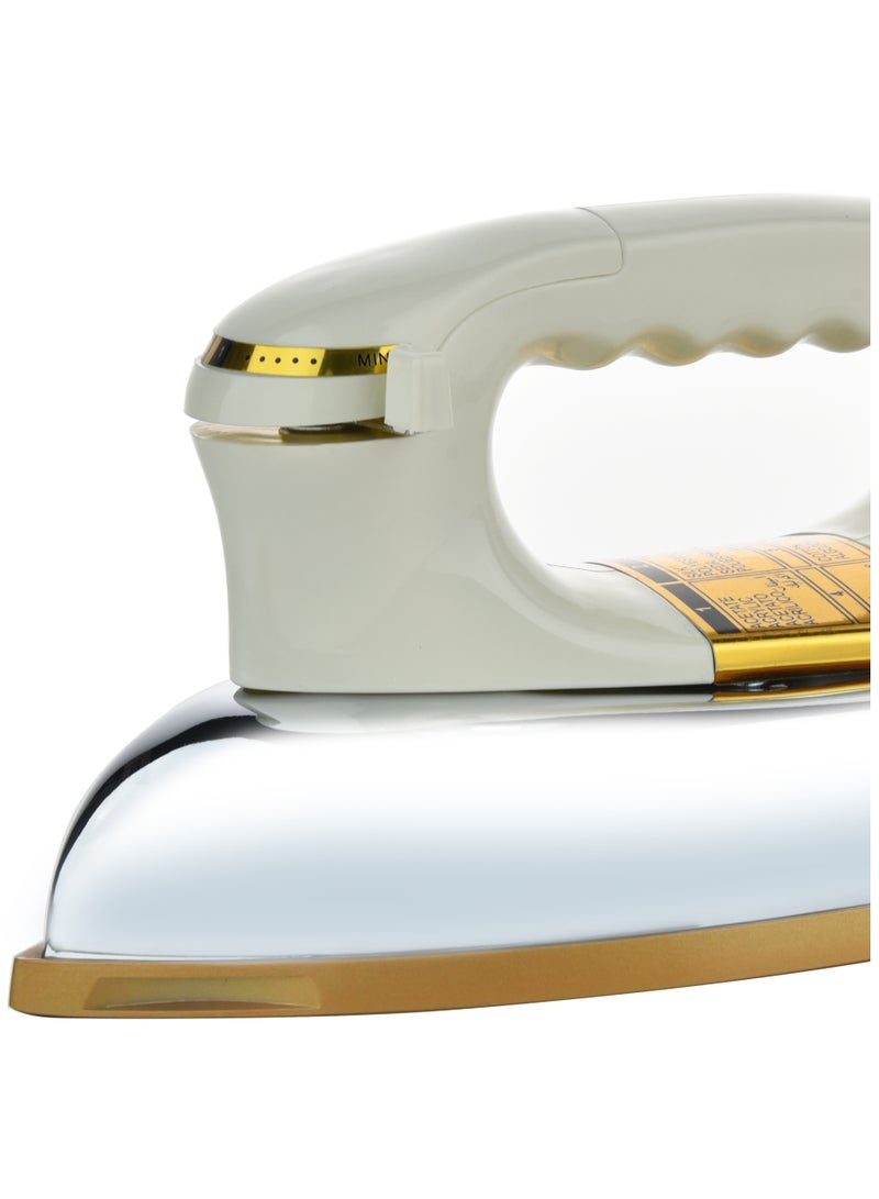 Heavy Iron - Gold Ceramic Coated Soleplate | Overheat Safety Protection With Easy Temperature Settings | Heavy Iron Box Suitable For All Fabrics 1200 W SHI-6020 Off White/Gold