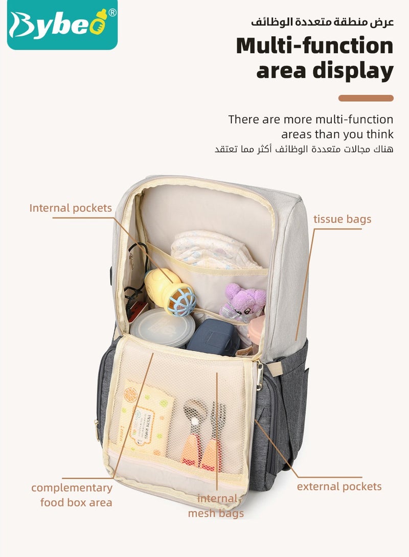 Large Baby Diaper Bag, Multifunctional Diapers Changing Backpacks, Waterproof  Nappy/Nursing Bags, Fashion Mommy Backpack with Portable Change Mat and USB Charge Port, for Newborn Mother/Father