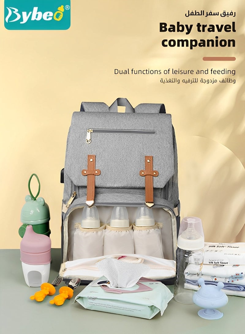 Large Baby Diaper Bag, Multifunctional Diapers Changing Backpacks, Waterproof  Nappy/Nursing Bags, Fashion Mommy Backpack with Portable Change Mat and USB Charge Port, for Newborn Mother/Father