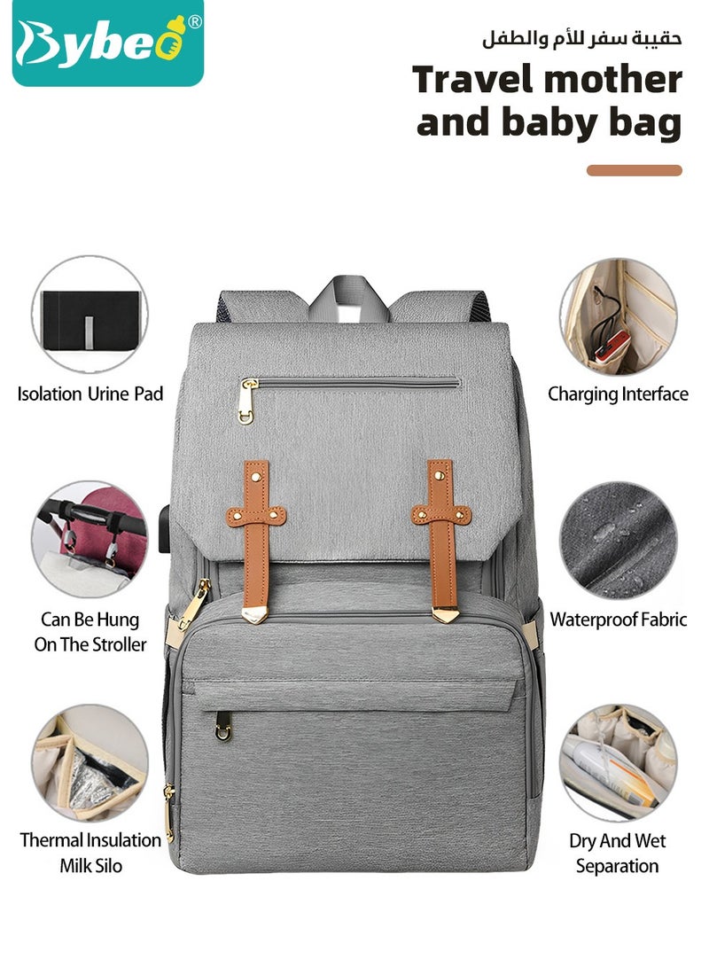 Large Baby Diaper Bag, Multifunctional Diapers Changing Backpacks, Waterproof  Nappy/Nursing Bags, Fashion Mommy Backpack with Portable Change Mat and USB Charge Port, for Newborn Mother/Father