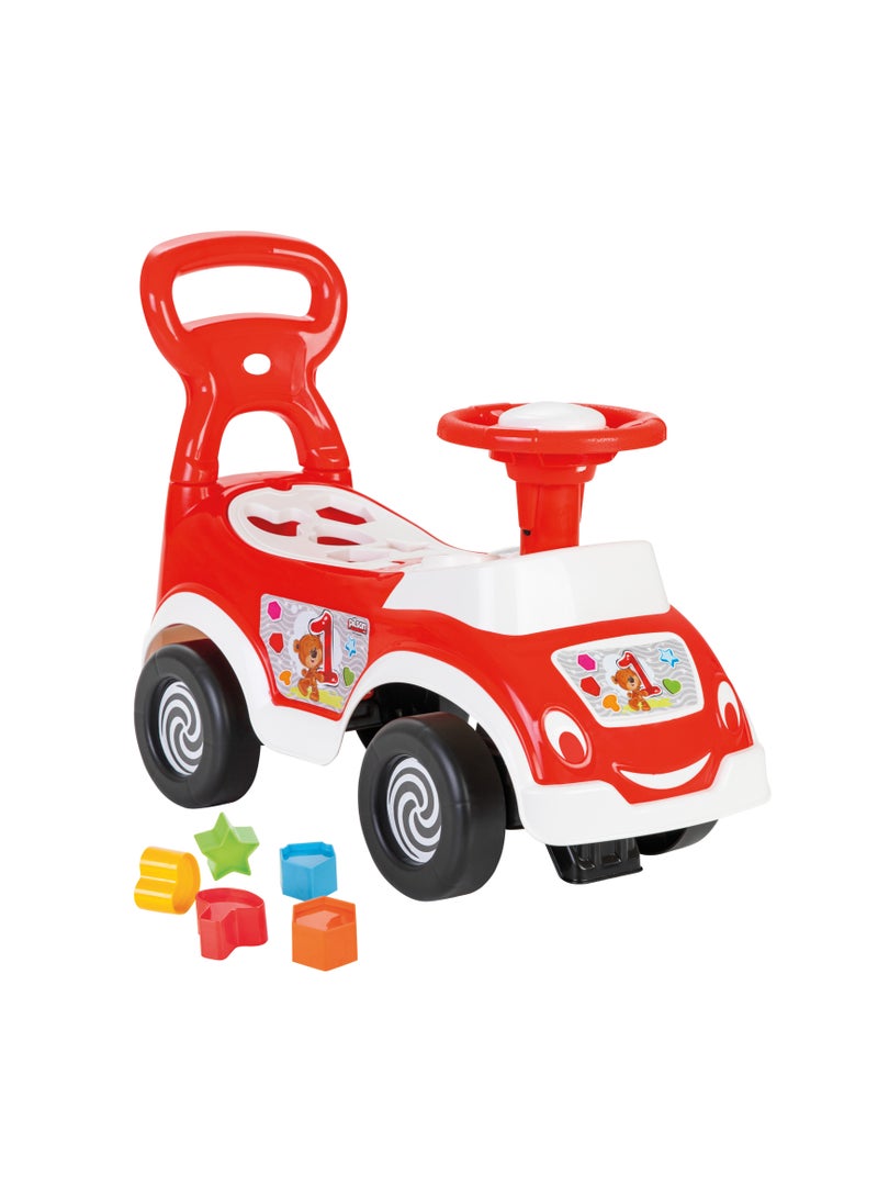 Pilsan My Cute First Car With Shape Sorter Red - Ride On Car - Suitable For Girls & Boys Ages 18 Month to 3 Years - Best Birthday Gift For 2 Year Age